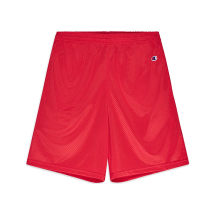 Champion S162 Adult Mesh Shorts with Pockets in Scarlet, front view.