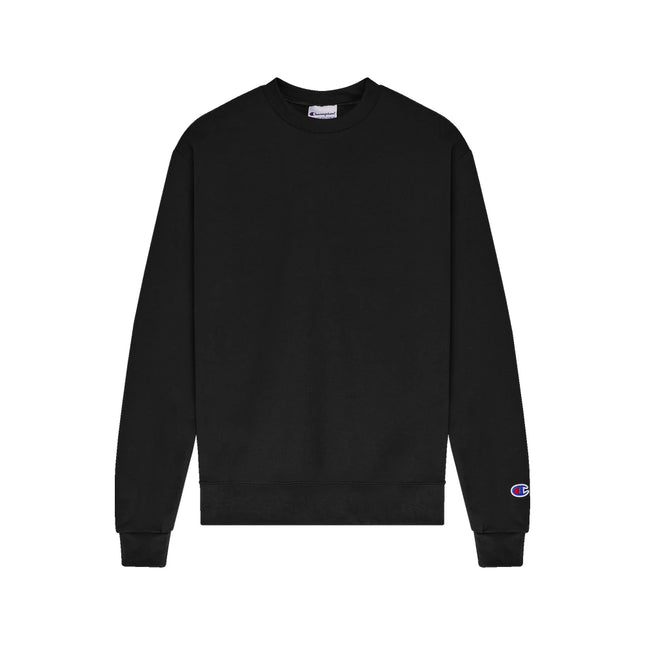 Champion S600 Adult Powerblend Crewneck Sweatshirt in Black, front view.
