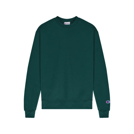 Champion S600 Adult Powerblend Crewneck Sweatshirt in Emerald Green, front view.