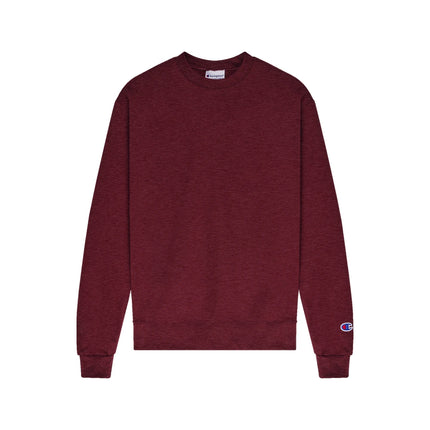 Champion S600 Adult Powerblend Crewneck Sweatshirt in Maroon Heather, front view.