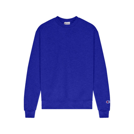 Champion S600 Adult Powerblend Crewneck Sweatshirt in Royal Blue Heather, front view.