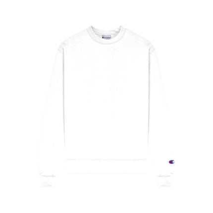 Champion S600 Adult Powerblend Crewneck Sweatshirt in White, front view.