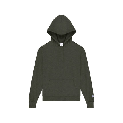 Champion S700 Adult Powerblend Pullover Hoodie in Dark Green Heather, front view.