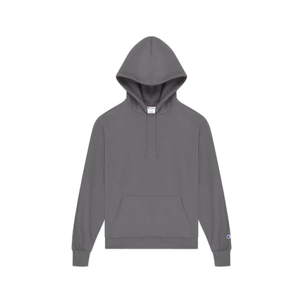 Champion S700 Adult Powerblend Pullover Hoodie in Stone Grey, front view.