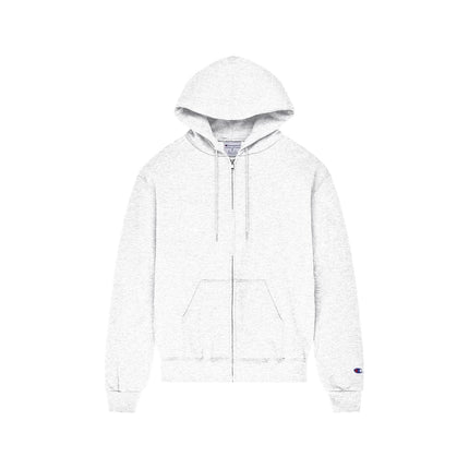 Champion S800 Adult Powerblend Full-Zip Hoodie in Silver Grey, front view.