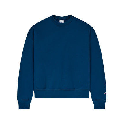 Champion SL650 Women's Powerblend Crewneck Sweatshirt in Late Night Blue, front view.