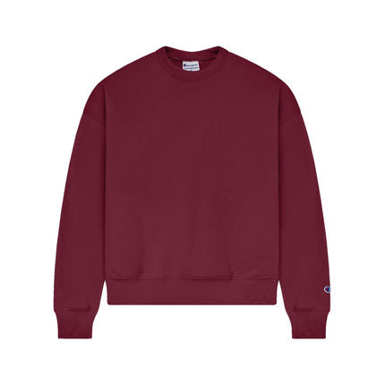Champion SL650 Women's Powerblend Crewneck Sweatshirt in Maroon, front view.