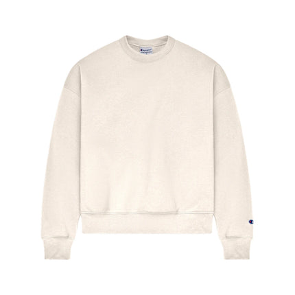 Champion SL650 Women's Powerblend Crewneck Sweatshirt in Sand, front view.
