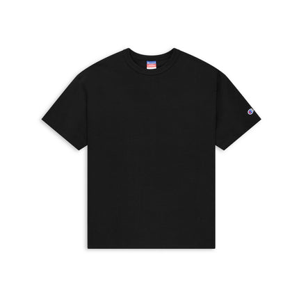 Champion T105 Adult Heritage Jersey T-Shirt in Black, clean front view.