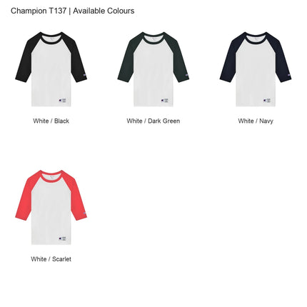 Champion T137 colour chart showing all 4 available colours.