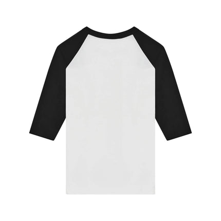 Champion T137 Adult Raglan Baseball T-Shirt in White / Black, back view.