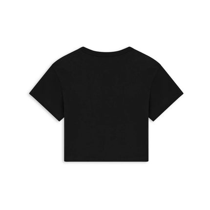 Champion T453W Women's Cropped Heritage Jersey T-Shirt in Black, back view.