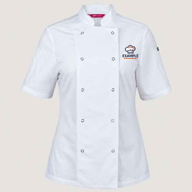 JB's Ladies Short Sleeve Snap Button Chef Jacket