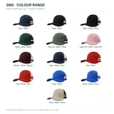 3995 striped trucker cap colour chart showing all 13 colour combinations