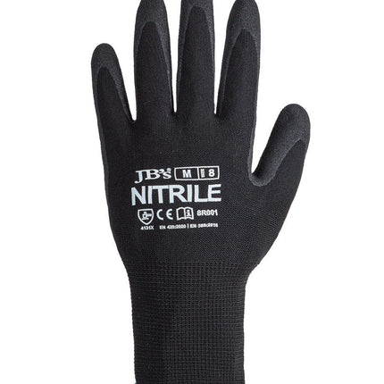 JB's 8R001 Black Nitrile Breathable Gloves – 12 Pairs