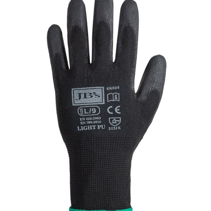 JB's 8R004 Black Light PU Breathable Gloves – 12 Pairs