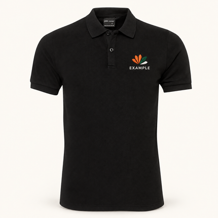 2FTP polo, Black, example embroidered chest logo; logo illustration only