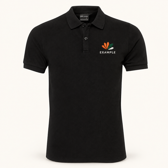 2FTP polo, Black, example embroidered chest logo; logo illustration only
