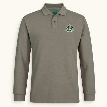 2PCL polo, Slate, EXAMPLE embroidered chest logo; illustration only