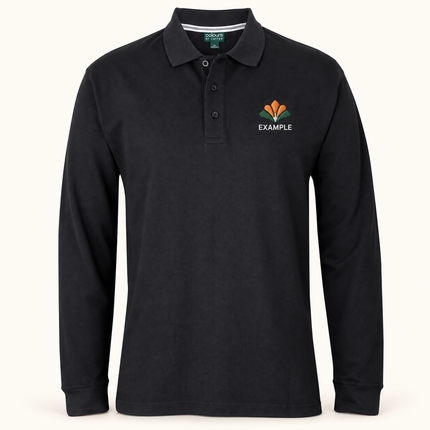 S2ML polo, Black, example embroidered chest logo; logo illustration only