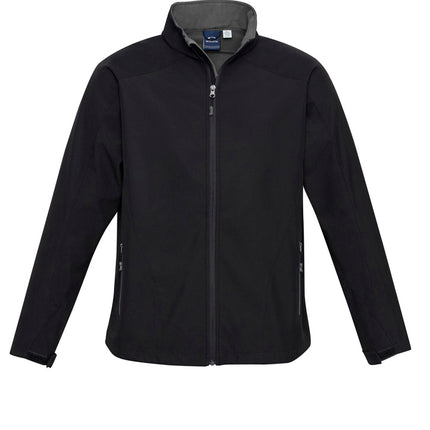 Biz Collection J307M men's Geneva softshell jacket in Black/Graphite, undecorated supplier front view