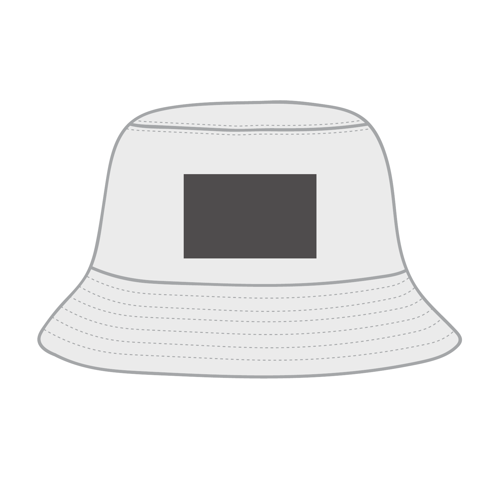 Bucket hat front logo placement guide from the supplied placement document