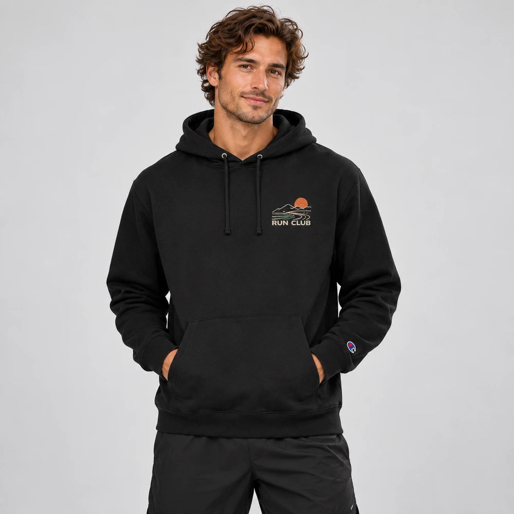 Hoodies with illustrative embroidered logo